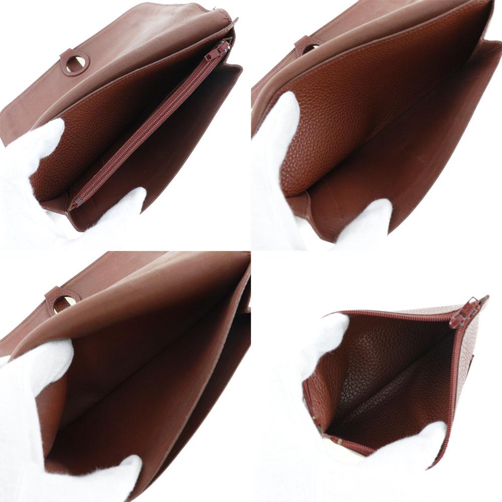 HERMES Dogon GM Purse Bordeaux SilverHardware Taurillon Clemence Women Used