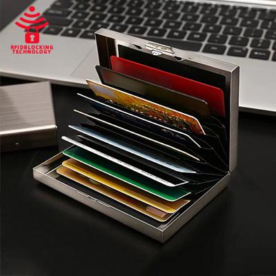 RFID Credit Card Holder Stainless Steel Credit Card Wallet Anti-theft Brush Business Card Holder for Women Men
