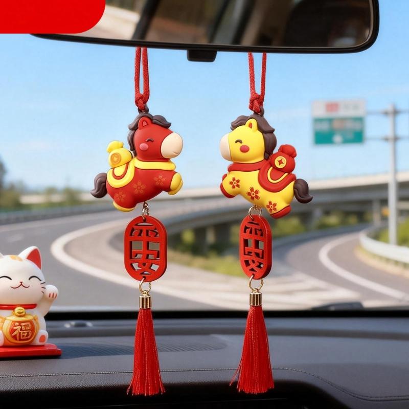 3D Cartoon Horse Pendant Hanging Decoration Gift for Friend Backpack Car Rearview Ornament Chinese Style Lucky Charm