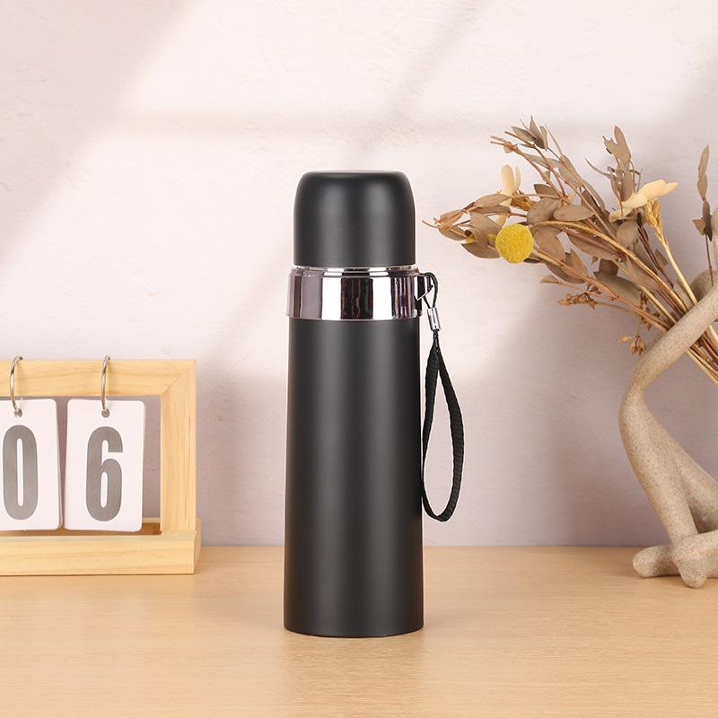 Simple Bullet Stainless Steel Lifting Rope Thermos Cup Large Capacity Vacuum Straight Cup Outdoor Portable Sports Water Cup