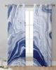 Marble Texture Navy Blue Sheer Curtains for Living Room Decoration Window Curtains for Kitchen Tulle Voile Organza Curtains