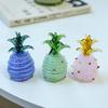 Hand Blown Glass Pineapple Figurine Collectible Mini Fruit Ornaments Faux Crystal Pineapple Sculpture