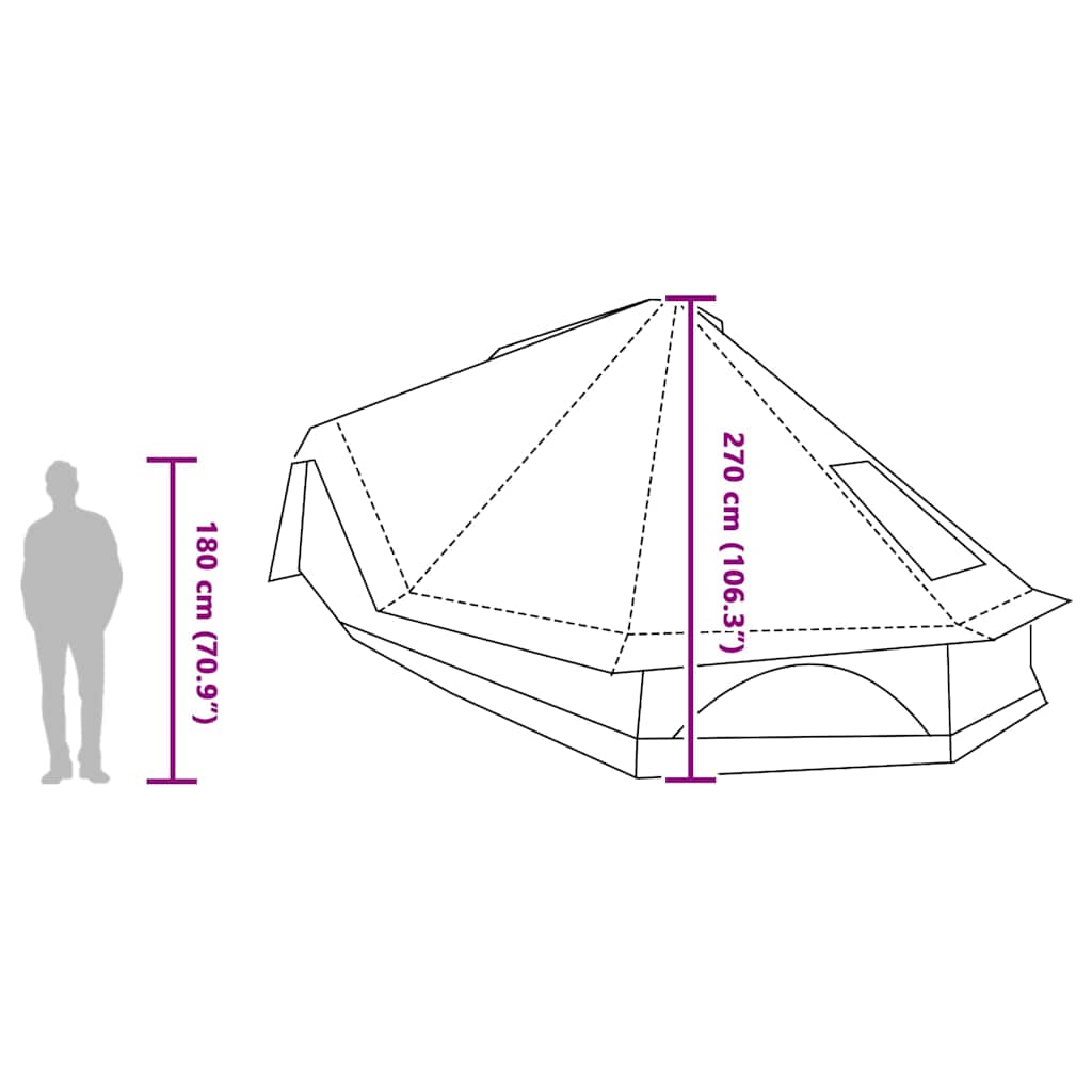 Tipi Tent with Roof Grey and Orange 680 x 430 x 270 cm Taffeta