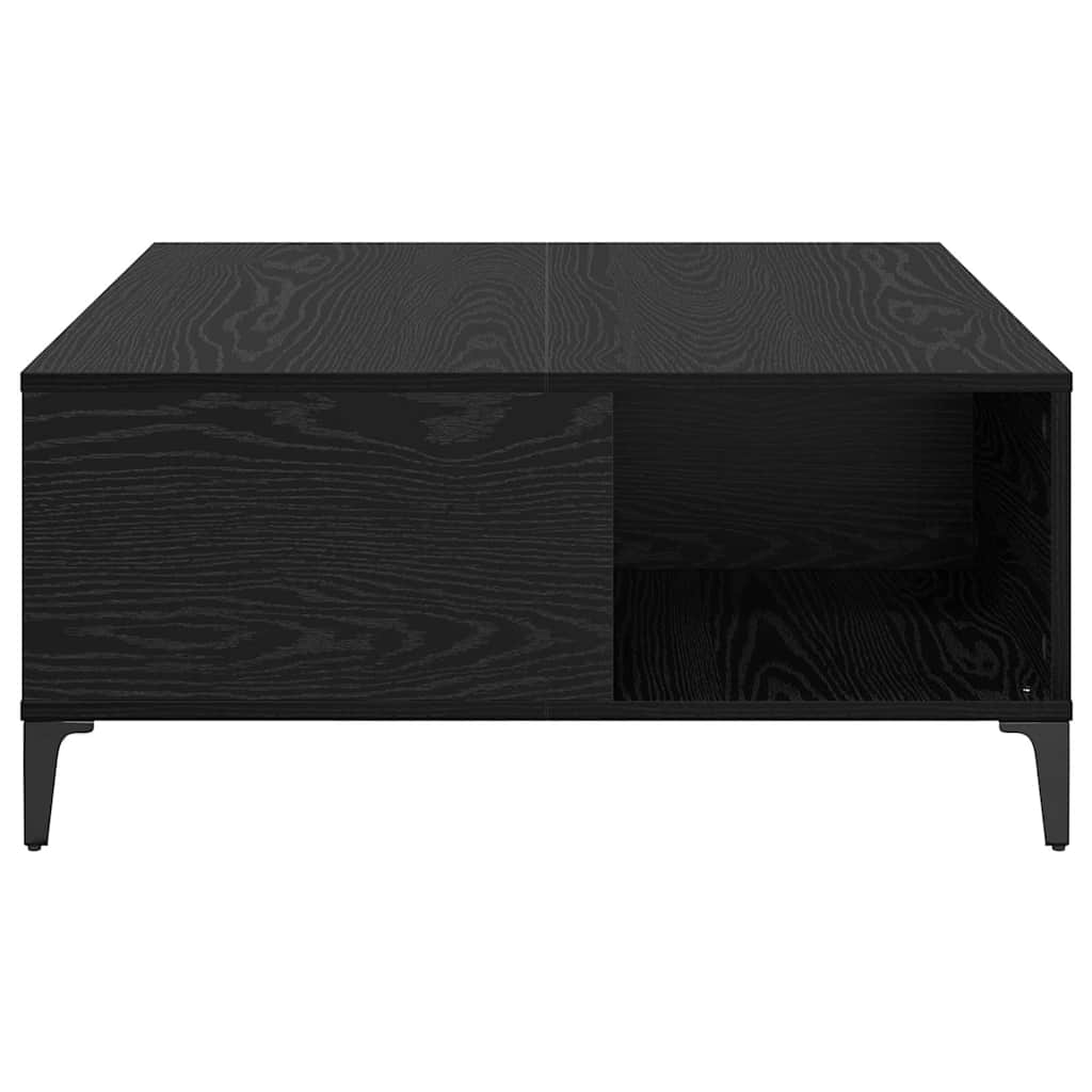 Coffee Table Black Oak Effect 80 X 80 X 36.5 Cm Engineered Wood