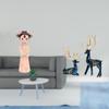 Traditional Chinese Girl Resin Statue Sculpture Miniature Figurine And Reindeer Deer Statues