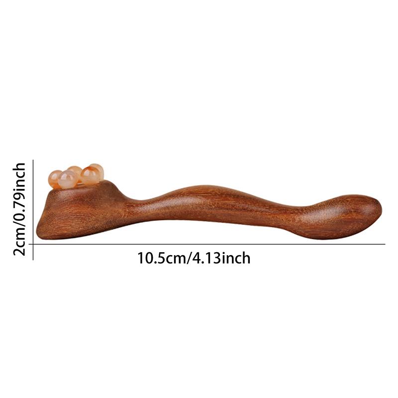 Gua Sha Facial Massage Tool Sandalwood Eye and Face Massager with Five-Bead Lotus Design for Skin Care and Puffiness Reduction