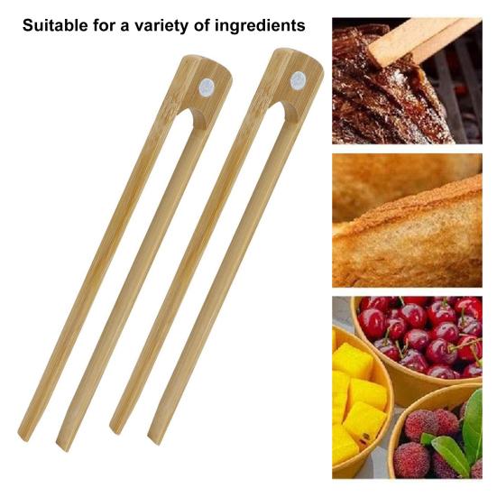 Magnetic Toaster Tongs Bamboo Serving Tongs 8.66 Inch Kitchen Utensils for Cooking Toast Bacon Muffin Bagel