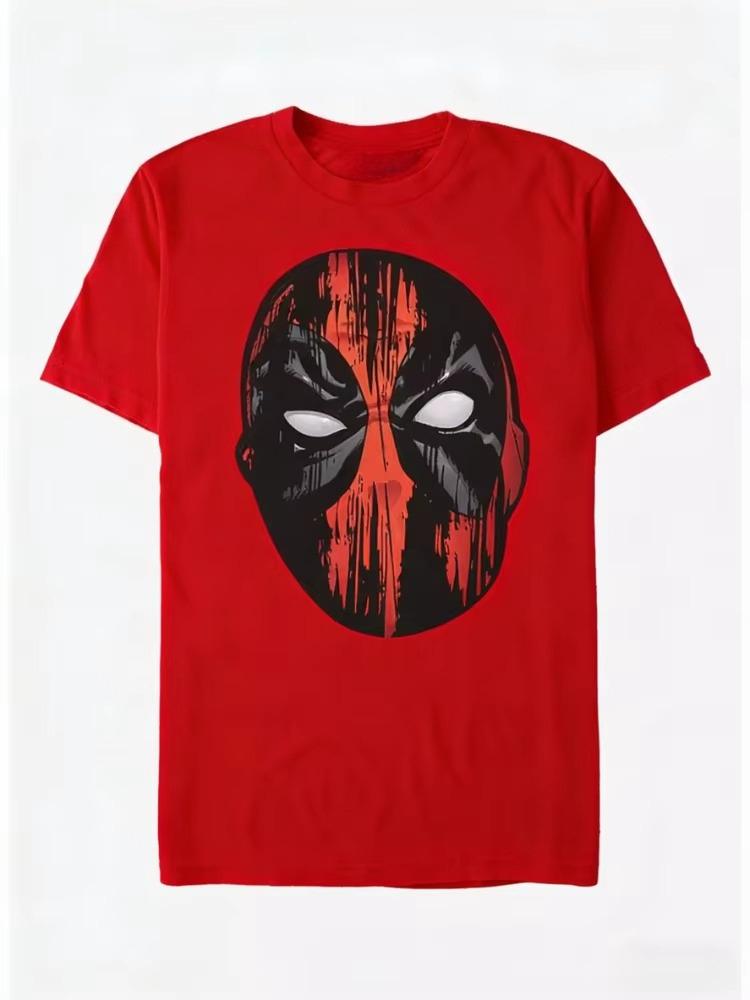 2026 New Edition Deadpool Printed Striped Mask Graphic TShirt for Unisex and WOMEN Large Size Casual Style