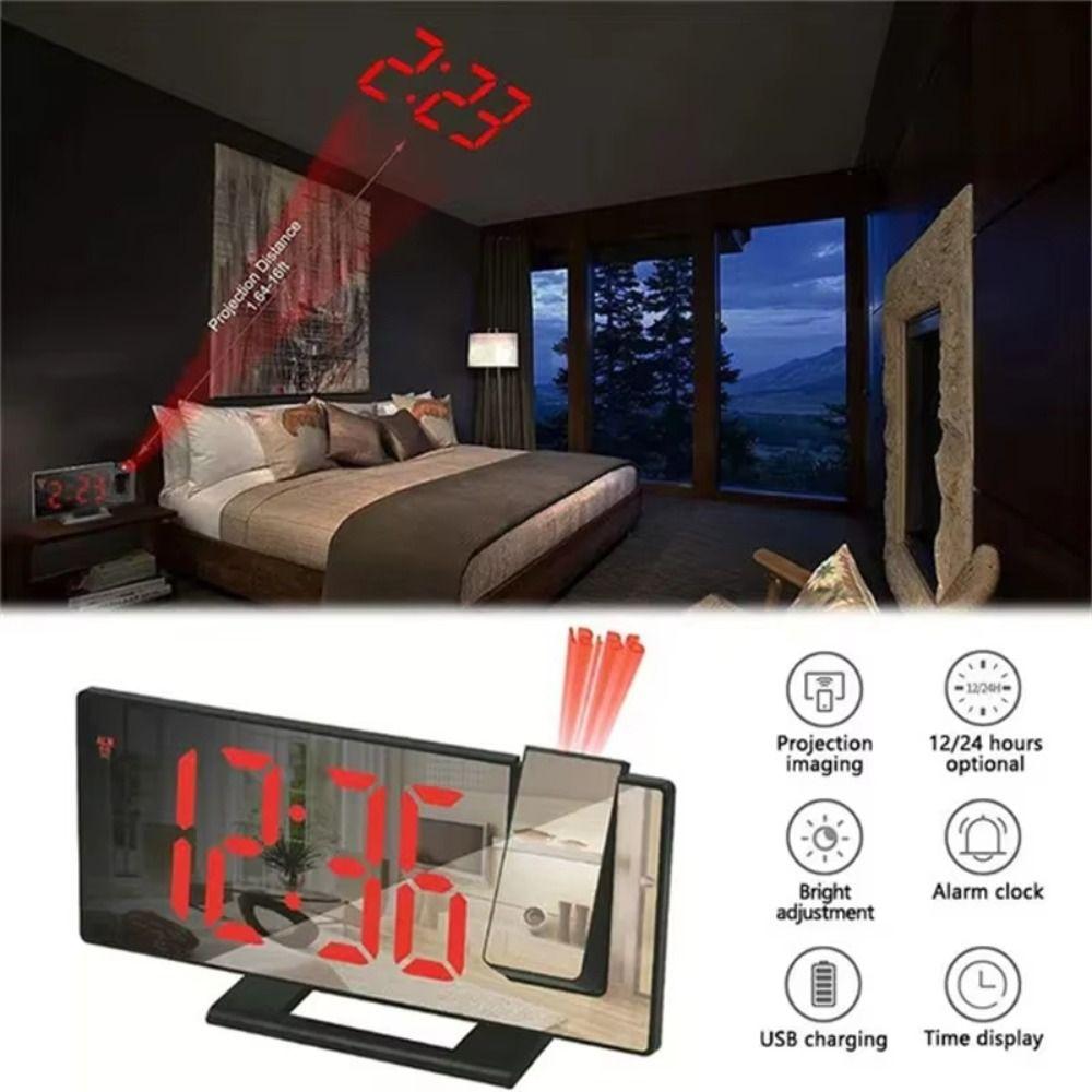 Temperature Display Projection Alarm Clock Backlight LED Alarm Clock  Wall Mount