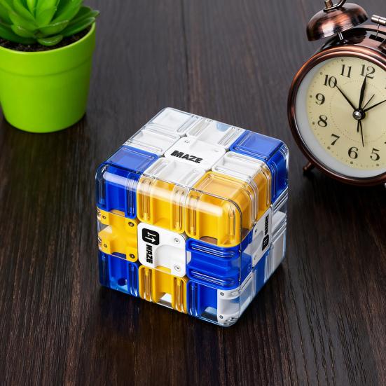1/2Pcs 3D Puzzle Maze Cube Brain Teaser Rolling Ball Maze Cube Spatial Recognition Logical Thinking Improving Bead Maze Educational Toy