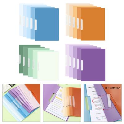 5Pcs File Folders Report Cover Set 50 Sheets Capacity Plastic Binder Paper Protector File Organizers with Side Opening