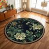 Round Botanical Floral Area Rug for Living Room Boho Chic Style Indoor Decor Natural Greenery Design