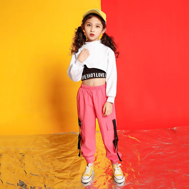 Children's Jazz Dance Costume: Girls' Hip-Hop Performance Outfit with Navel-Exposed Design for Children's Day