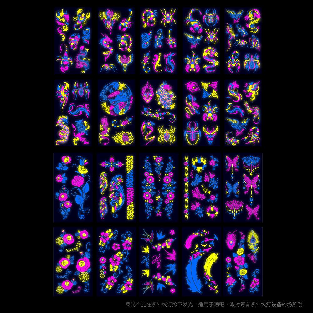 Creative Fluorescent Waterproof Full Arm and Face Tattoo Sticker