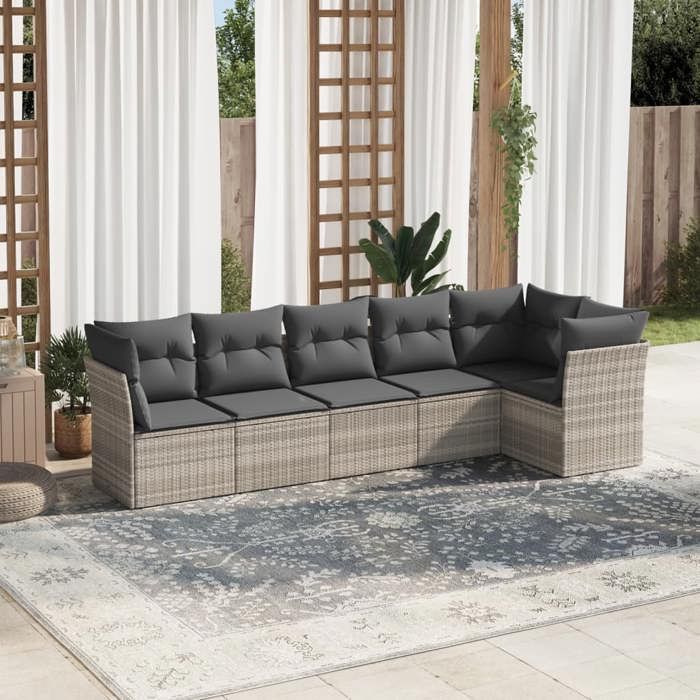 VidaXL Garden Lounge Set with Cushions 6 Pcs, Patio Sofas, Patio Furniture Set, Outdoor Furniture, Grey 3249501