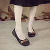 Fashion New handmade winkles ballet flats women's autumn shallow shoes woman flower square toe driving flats daily long standing shoes