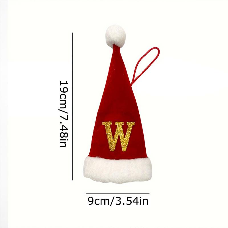 Mini Letter Christmas Hat Christmas Tree Pendant Decorations Hanging Ornament Cute Plush Velet Santa's Hat Christmas Home Decor