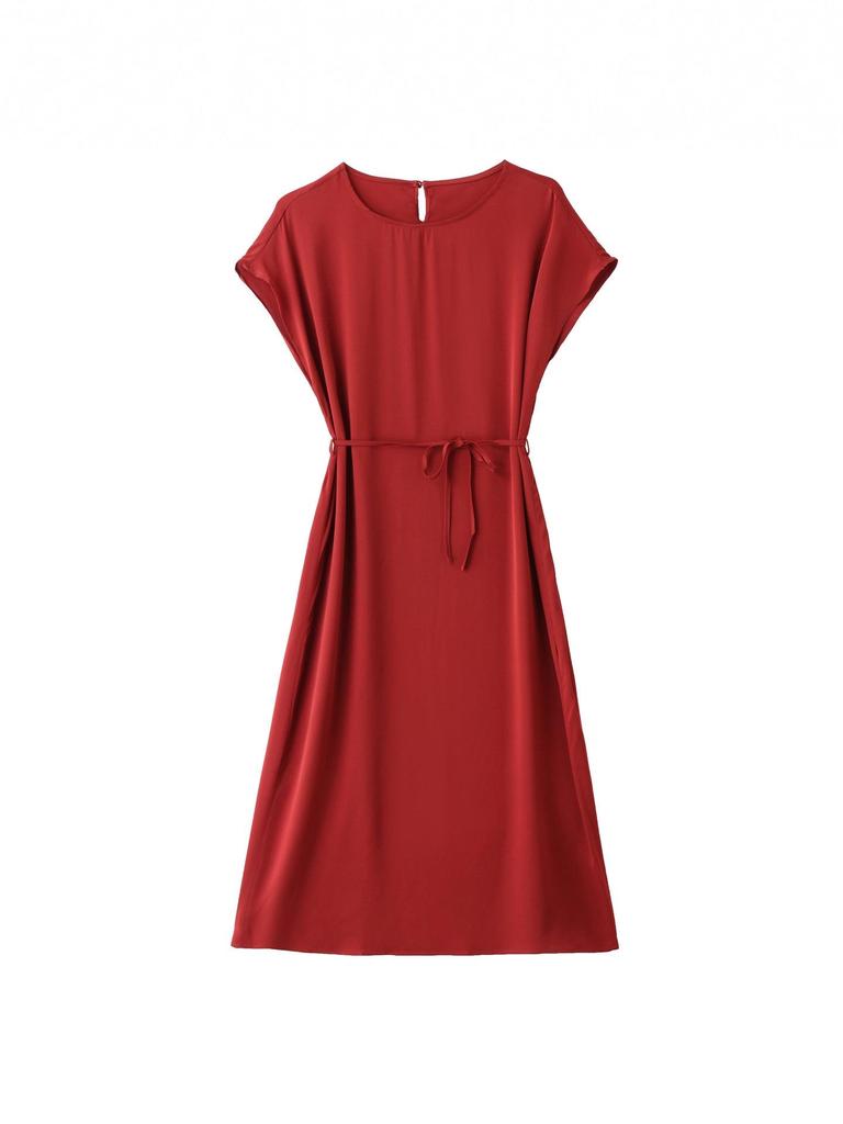2026 New Elegant Mulberry Silk Mid-Length Dress - Round Neck & Casual Fit