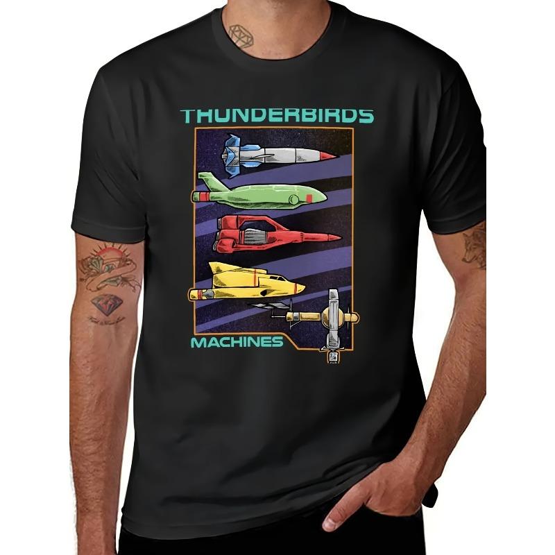 Thunderbirds Machines T-Shirt Plus Sizes Hippie Clothes Customs Boys Animal Print Oversized T Shirt Men S чёрный
