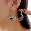 Halloween Vintage Skull Skeleton Moon Earrings for Women Silver Color Metal Dangle Earring Festival PARTY Jewelry Gift