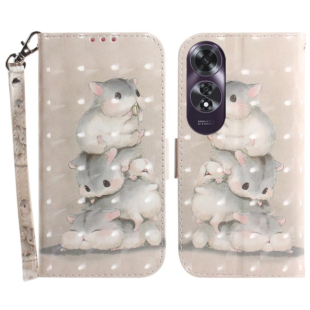 For Oppo A60 4G Case Pattern Printing Leather Wallet Phone Shell with Strap