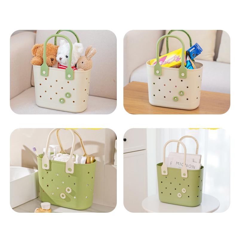 Simple Storage Bathroom Basket Household Portable Hollow Drain Storage Basket Student Dormitory Bathing Basket