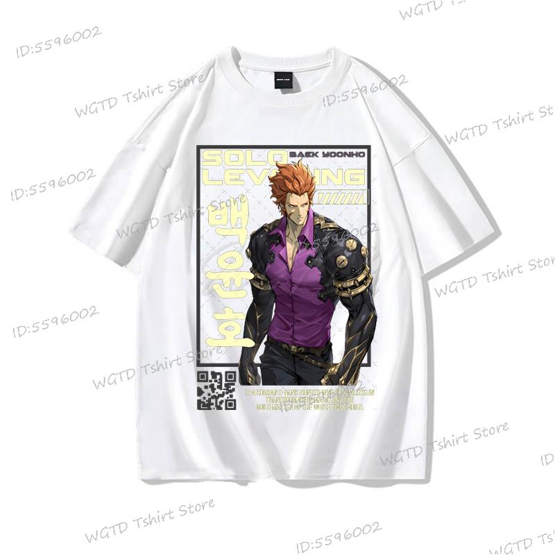Anime Solo Leveling T Shirt Vintage Sung Jin Woo T-shirts Men Women Cotton Streetwear Short Sleeve Manga Solo Leveling Tops Tees