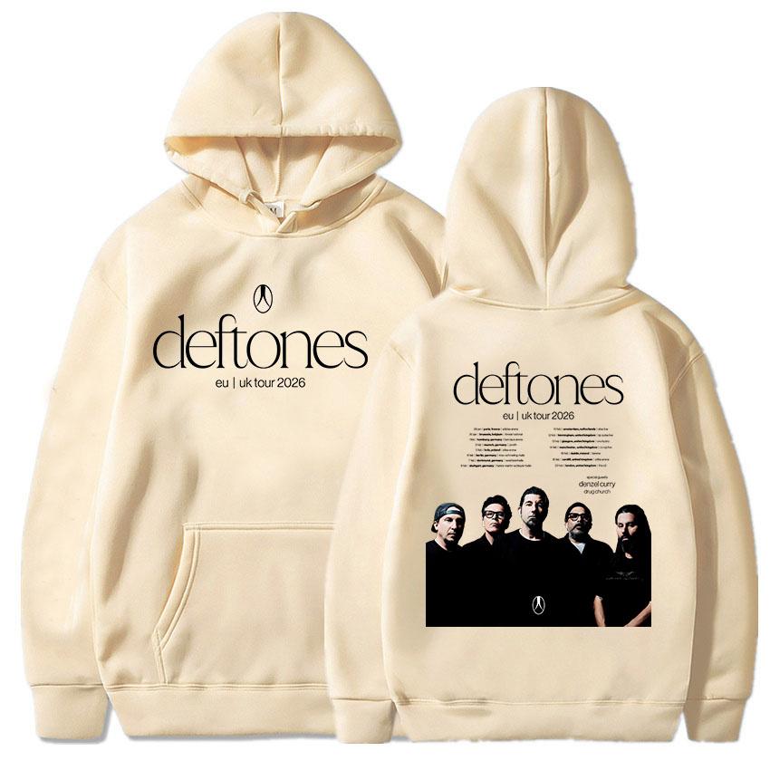 Deftones EU UK Tour 2026 Felpe Manica Lunga Moda Felpa con Cappuccio Uomo Donna Abbigliamento Band Moda Stampa Grafica Felpe con Cappuccio