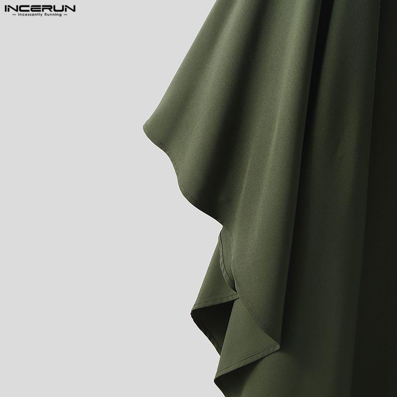 INCERUN Men Spring Long Sleeve Buttons Up Layers Irregular Shirts Cloak Tops