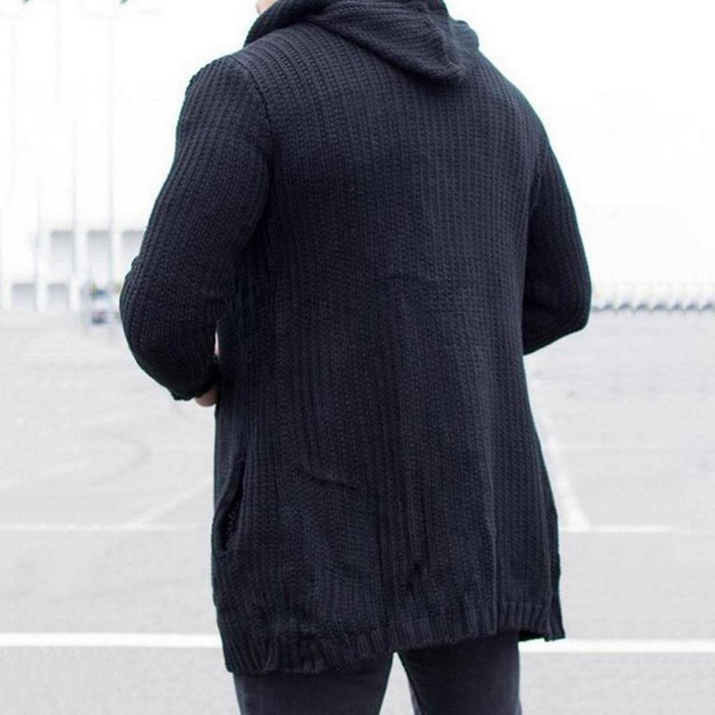 Mens Cardigan Sweater Shawl Collar Chunky Warm Open Front Long Sleeve Knit Slim Fit Coats