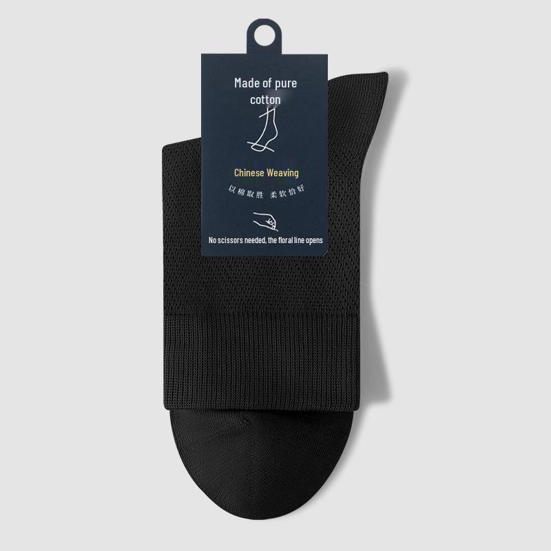 Andningsbara bomullsstrumpor för män, mellanhöga - Svarta (Vår/höst)