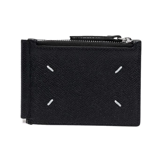 Maison Margiela Logo Four Stitch Pebbled Calfskin Wallet Men wallet Black SA1UI0018P4745T8013