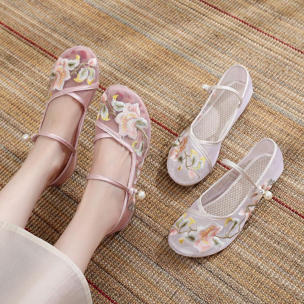 [Die Man] 2024 New Chinese style mesh cloth shoes temperament cheongsam old Beijing retro embroidered shoes ancient shoes