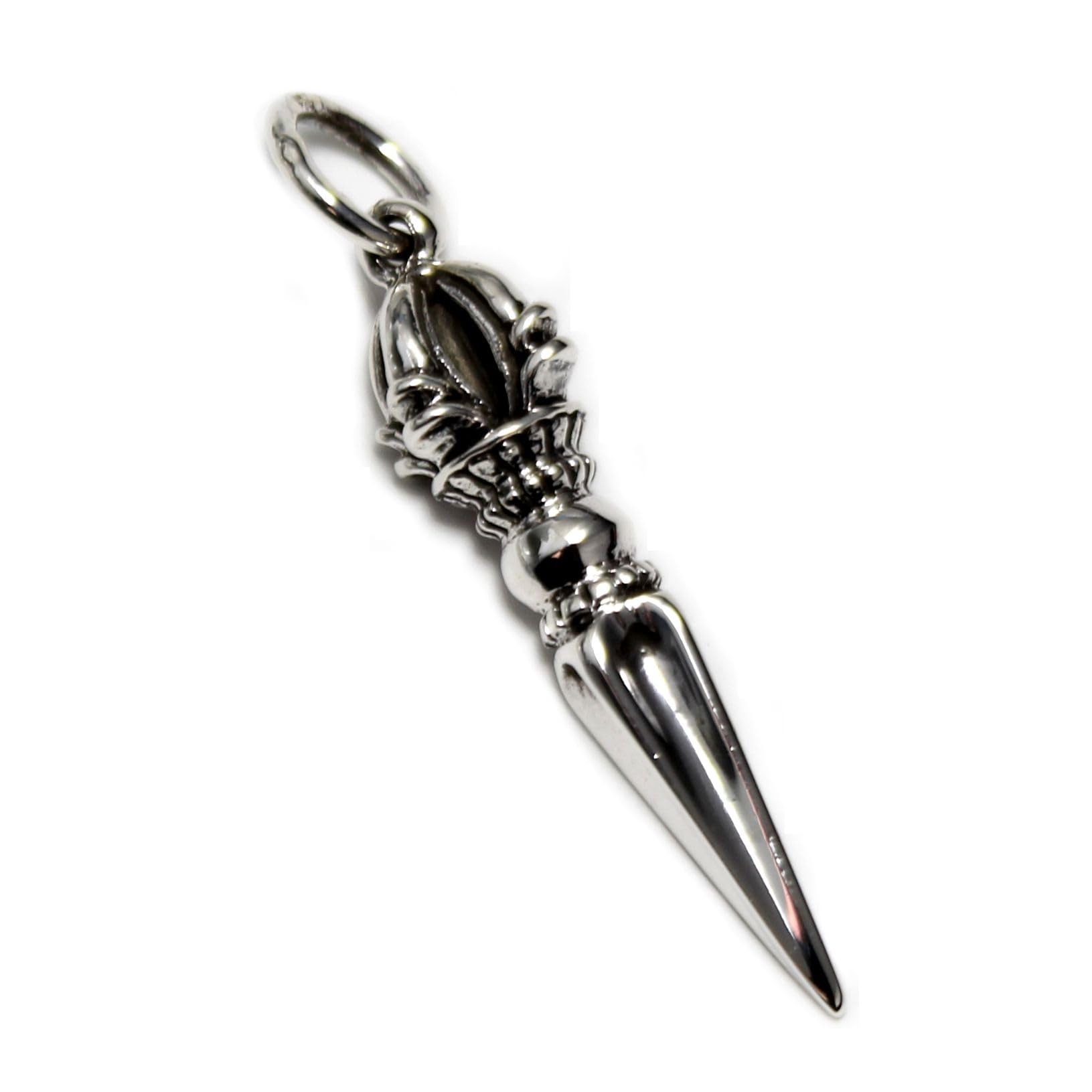 

[World Accessories Carmelo] Tibetan Phurba Vajra Stake Sterling Silver 925 Pendant for Men and Women