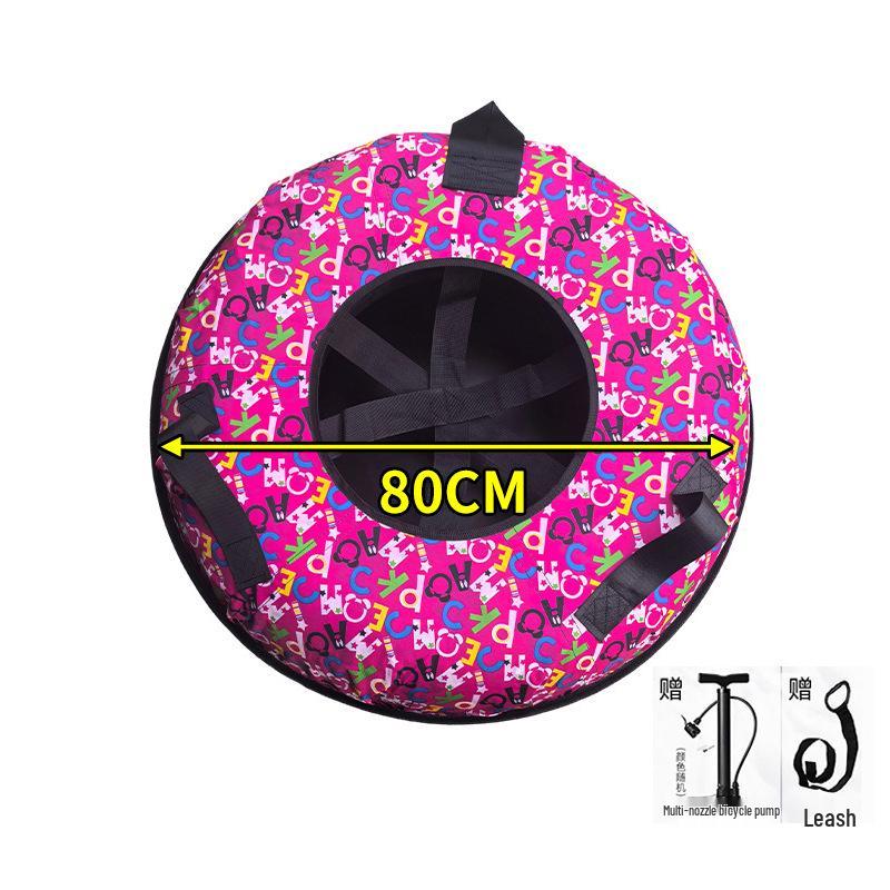 PP Parent-Child Winter Ski Tire with Handle - Durable Rainbow Slide Board 80cm