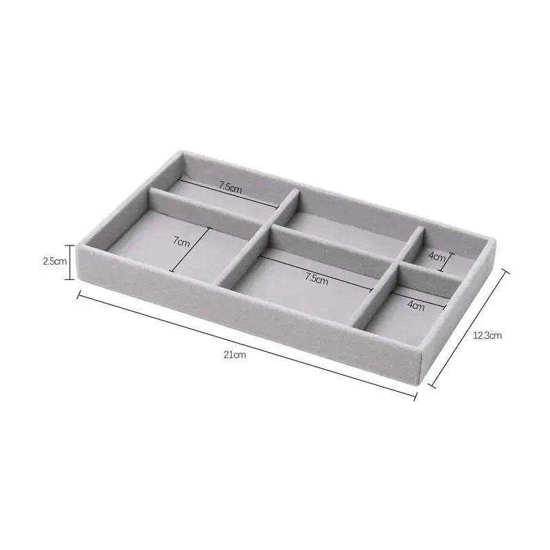 Upgrade Velvet Jewelry Storage Box Necklace Stackable Display Tray Bracelet Earring Organizers DIY Handicrafts Drawer Box Grey