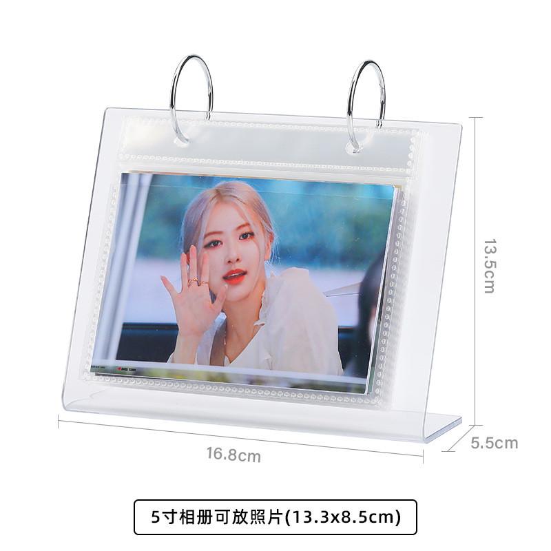 Acrylic Photo Collection Rack Desktop Photo Album Stand Flip Page Card Holder for 3/4/5/6 Inch Photos