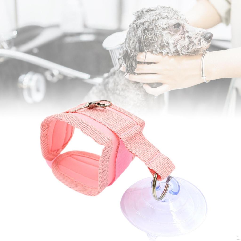 Pet Bathing Suction Cup Strap Portable Adjustable Lightweight Soft Bath Fixer Leash for