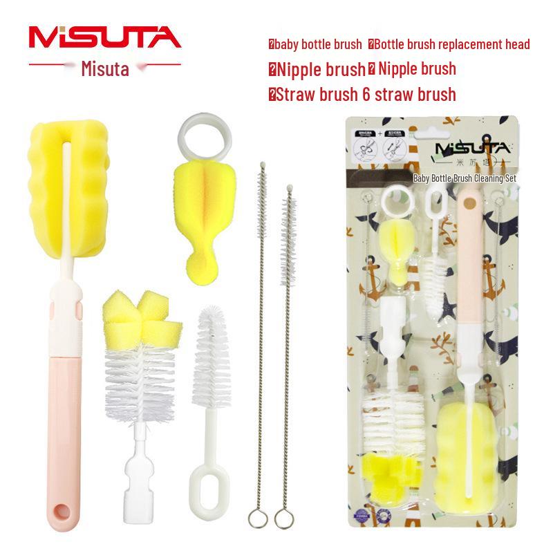 Misueta 6-Piece Baby Bottle & Nipple Brush Set