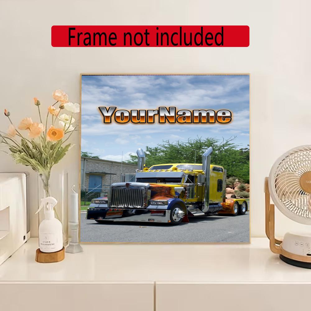 Kw Heavy Trucks Customize Your Name Diamond Painting Round Diamond Diy Frameless Holiday Artwork Suitable For Home Office Wall Decoration