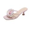 Women's Summer 2026 New Strap-on Slippers, Breathable and Beautiful Big Flower High Heels