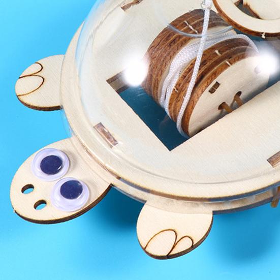 1 Set DIY Pull Rope Turtle Toy Kit Handmade Wooden Puzzle Pulling Tortoise Building Crafts Kids STEM Educational Physics Science Experiment Toy