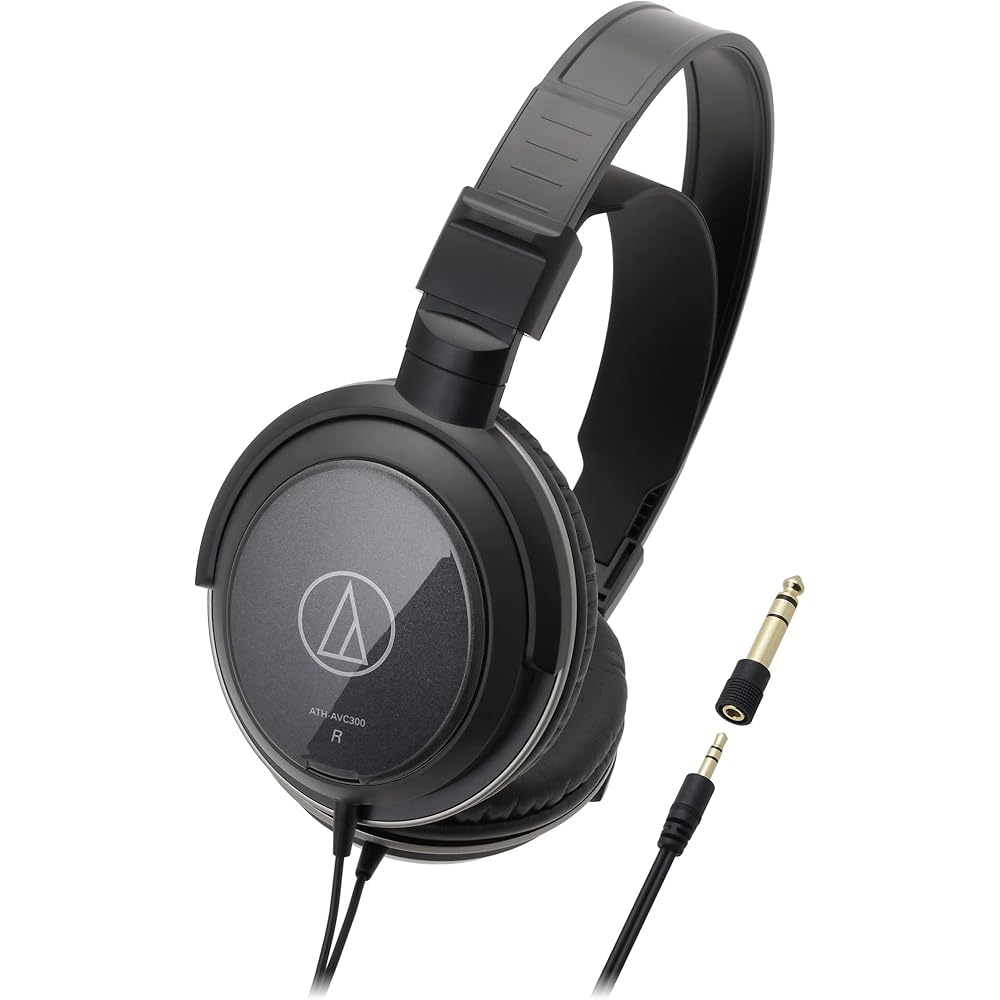 Audio-Technica ATH-AVC300 Headphones, Wired, 3m Cable, 6.3mm Standard/3.5mm Mini Connectors, Black