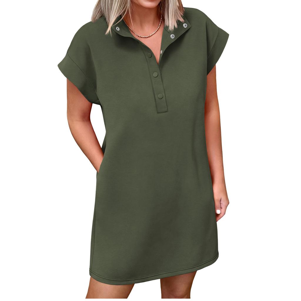 Kortärmad strandklänning för kvinnor, vardagsklänning