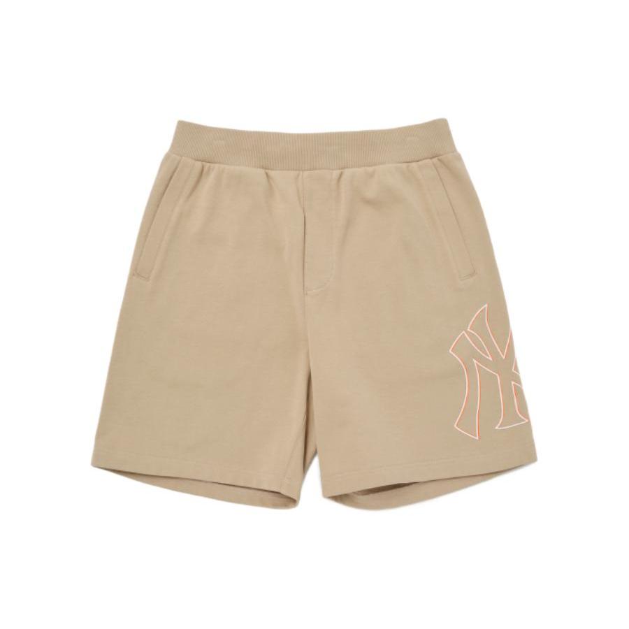 New MLB Base Logo Casual Shorts Unisex Beige 3ASPB0223-50BGS