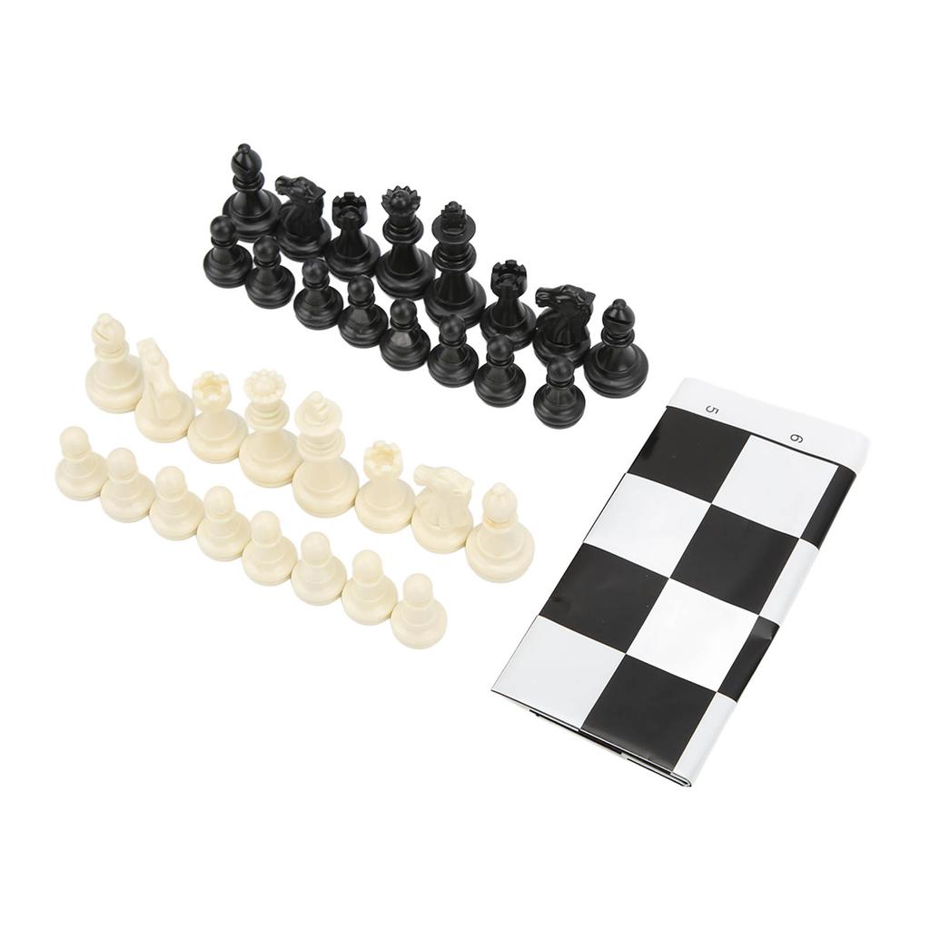32 Plastic Medieval Chess Pieces Set International Standard Chess Game Set with Chessboard