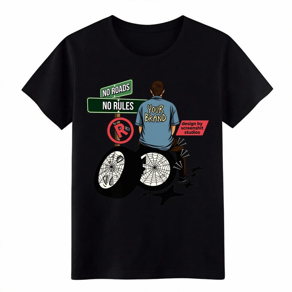 No Roads No Rules T-Shirt, Streetwear Graphic Tee for Biker & Rebels