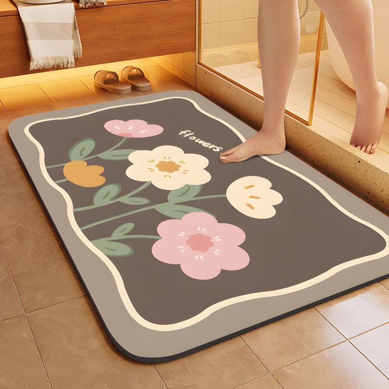 Quick-drying non-slip, bathroom diatom mud absorbent mat,   waterproof  dirt-resistant household floor mat at the bathroom door