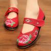 Ethnic style embroidered shoes Laobei cloth shoes women's shoes autumn shallow mouth strap embroidered shoes square dance dancing shoes mother shoes
