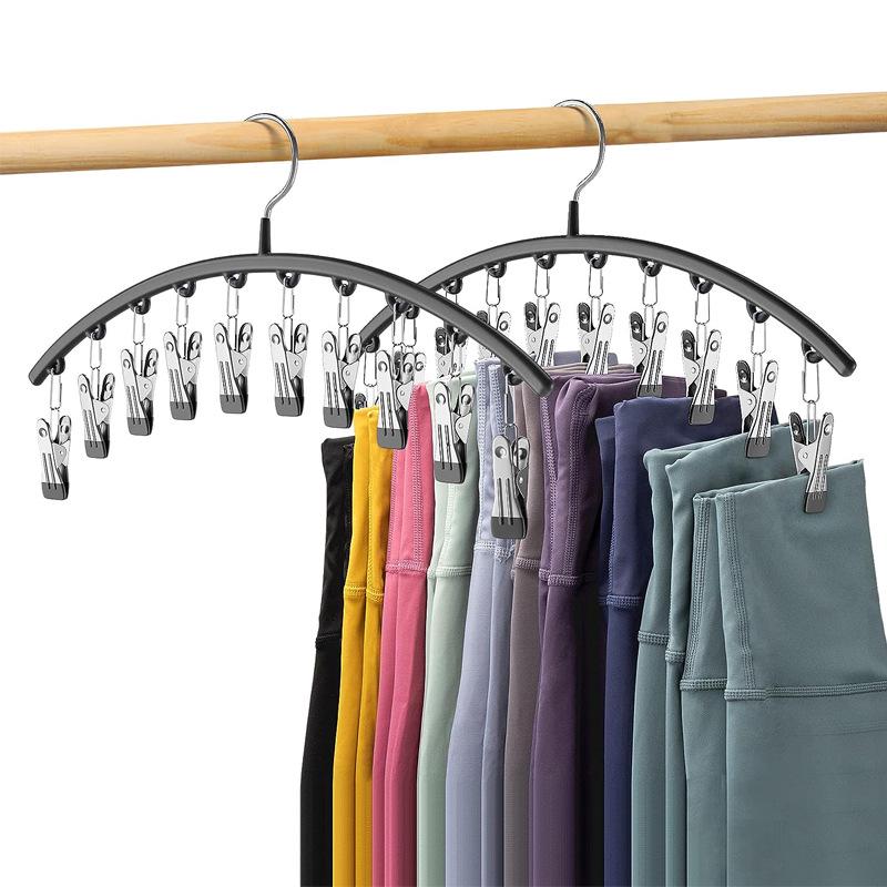 Multifunctional 6-Tier Pants Hanger with 8 Hooks & 10 Clips for Hats, Belts, and Underwear Storage